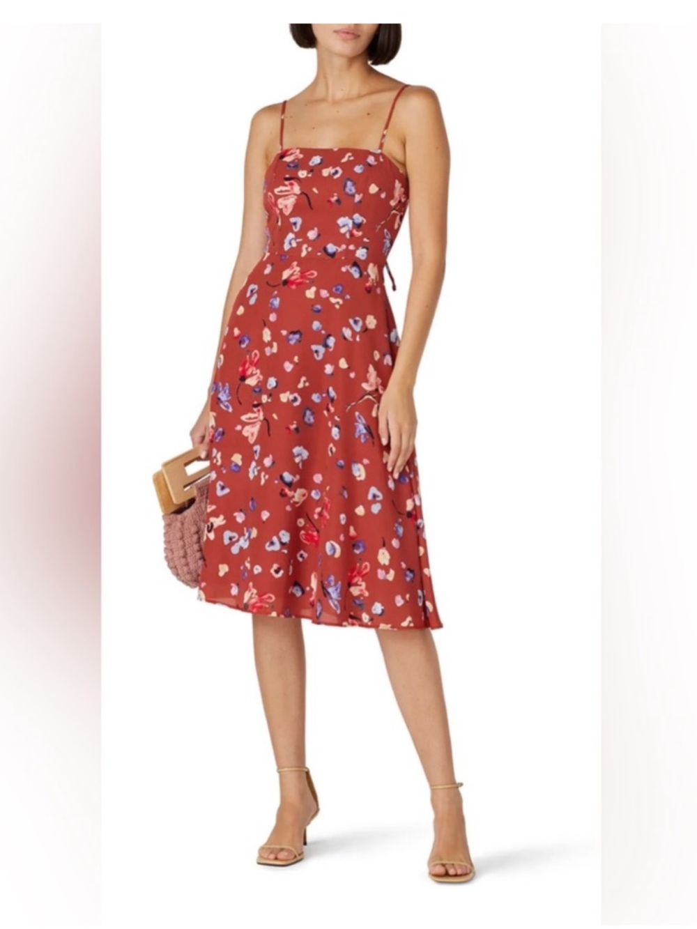 Hutch Declan brown rust floral print midi dress Anthropologie